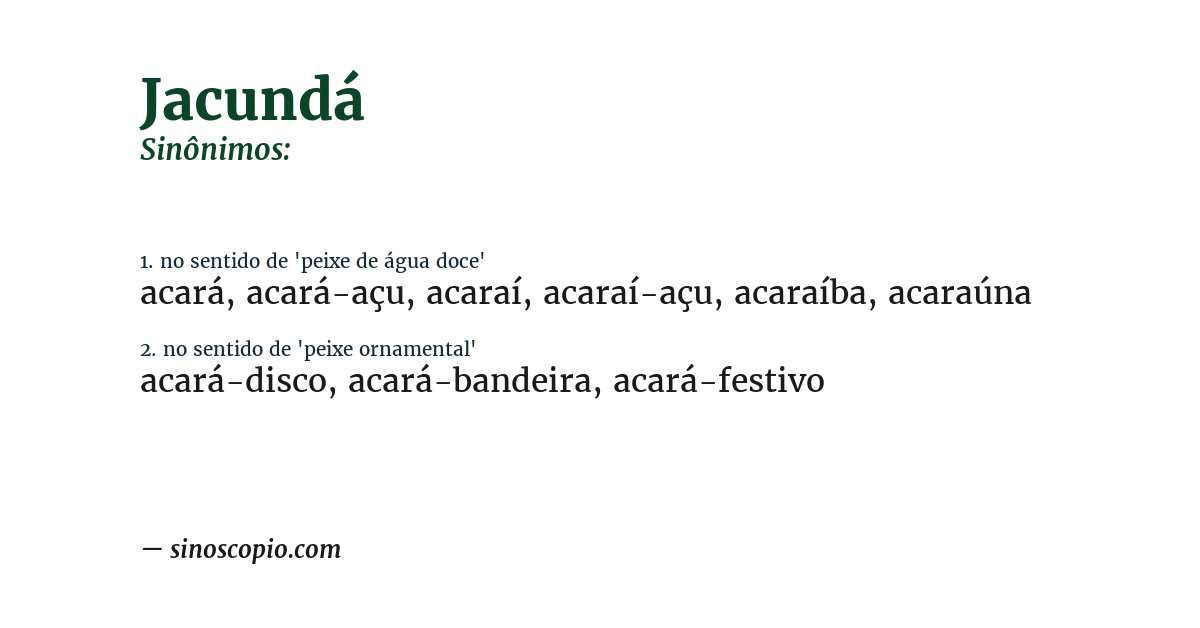 Sinônimo de jacundá