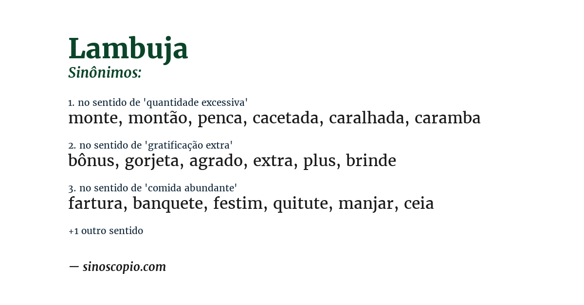 Sinônimo de lambuja