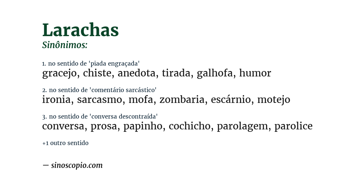 Sinônimo de larachas