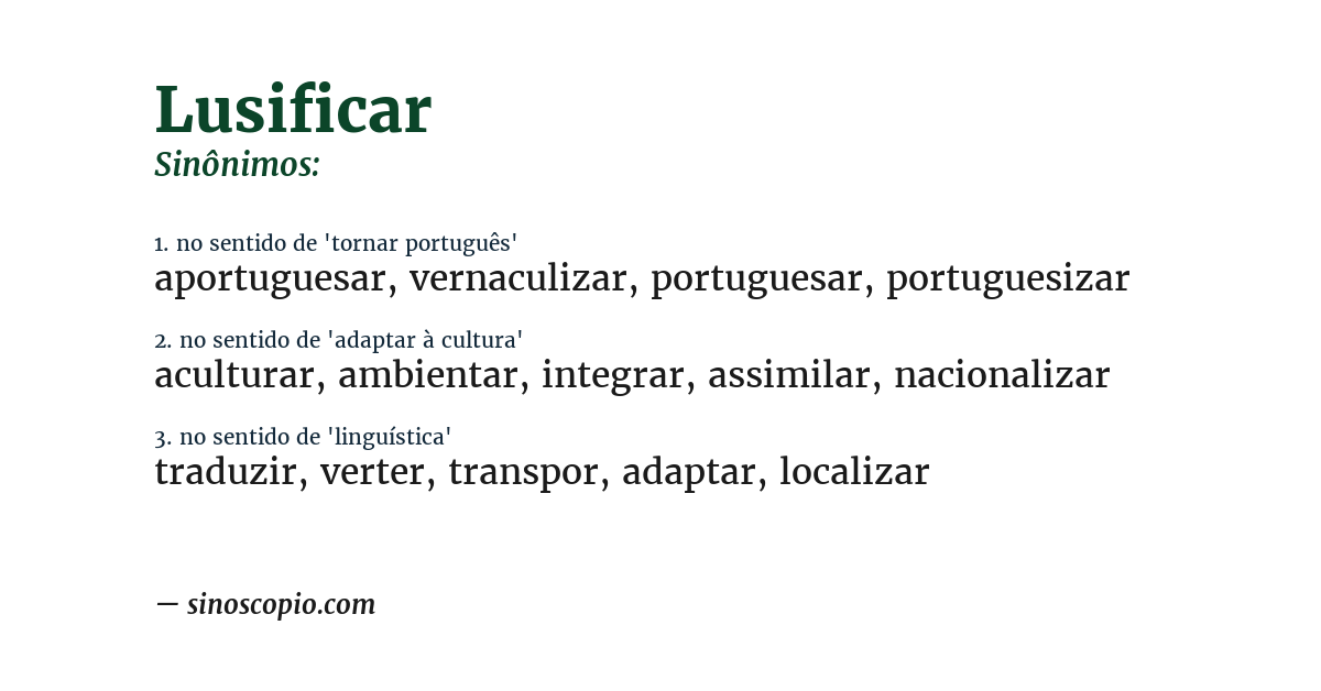 Sinônimo de lusificar