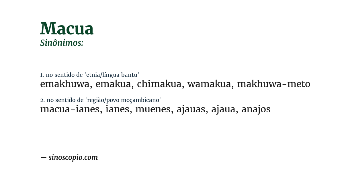Sinônimo de macua