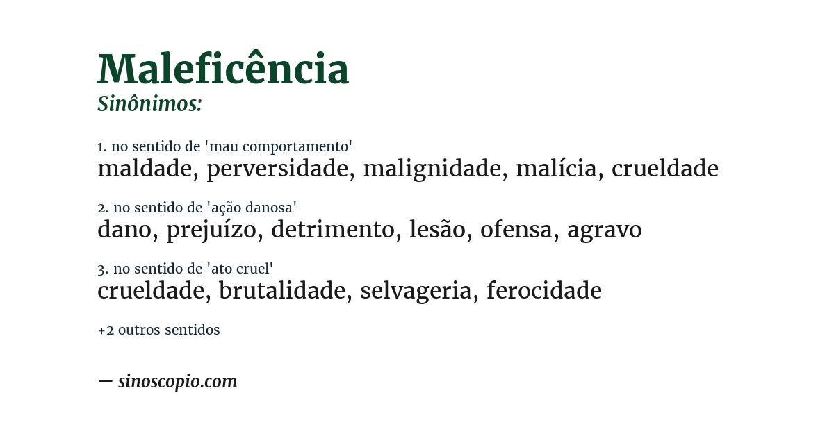 Sinônimo de maleficência