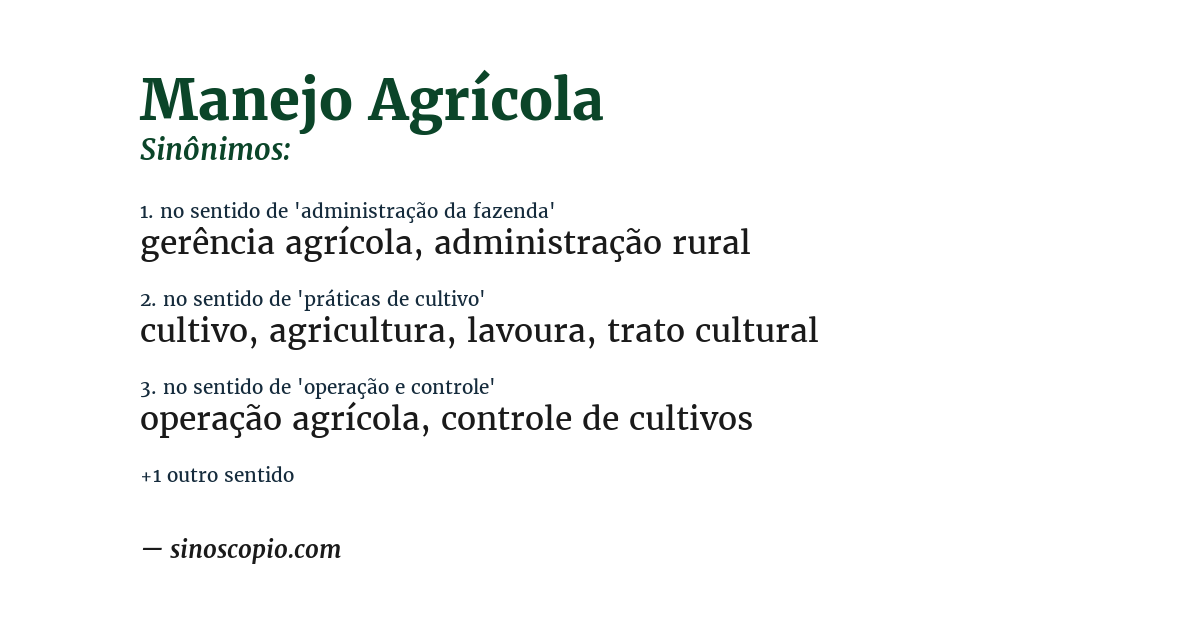 Sinônimo de manejo agrícola