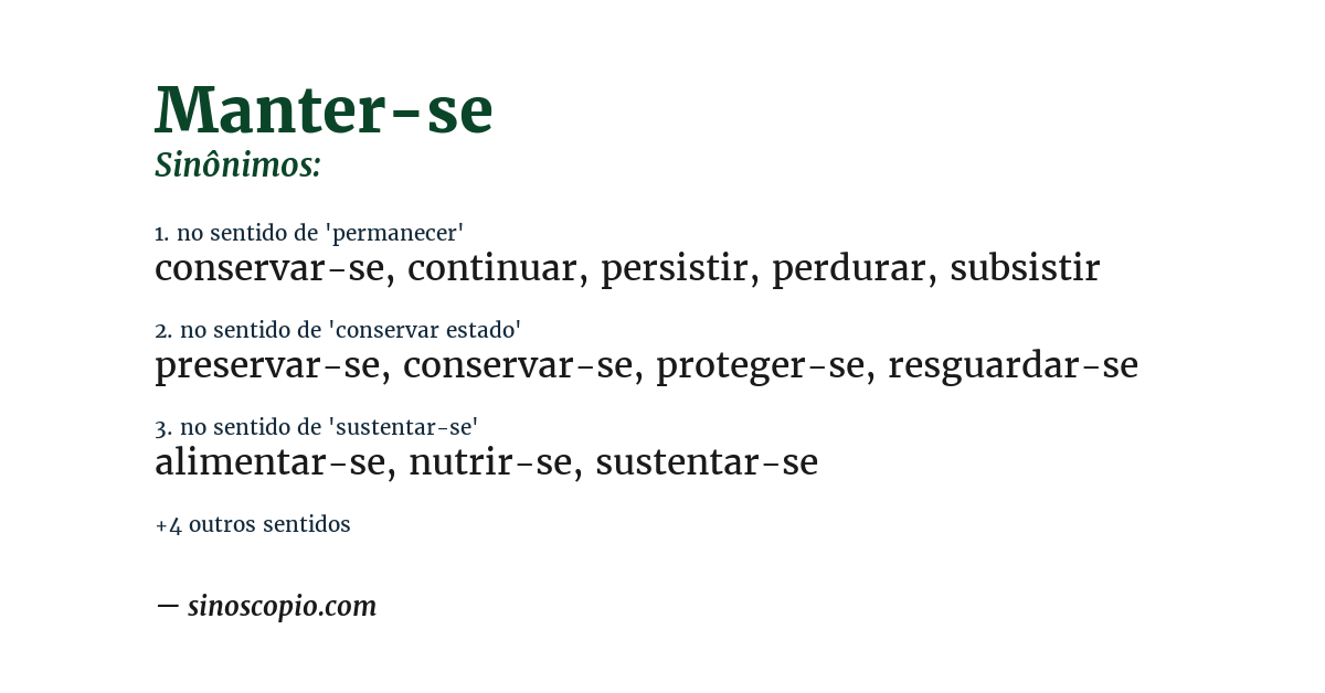 Sinônimo de manter-se