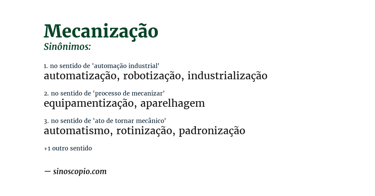 Sinônimo de mecanização