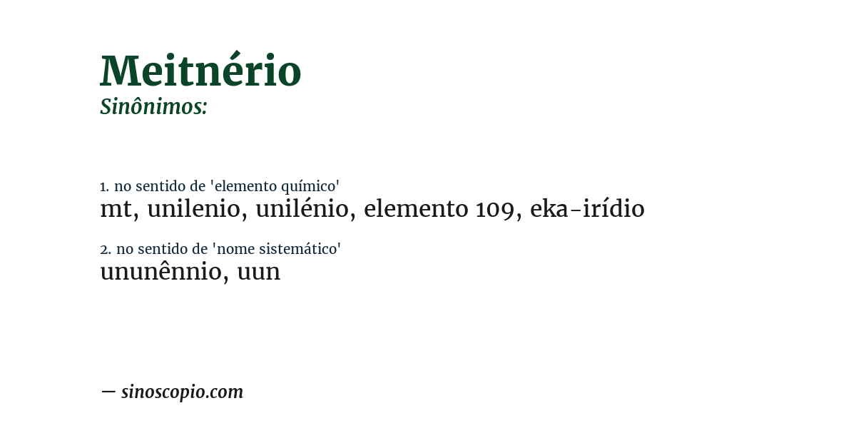 Sinônimo de meitnério