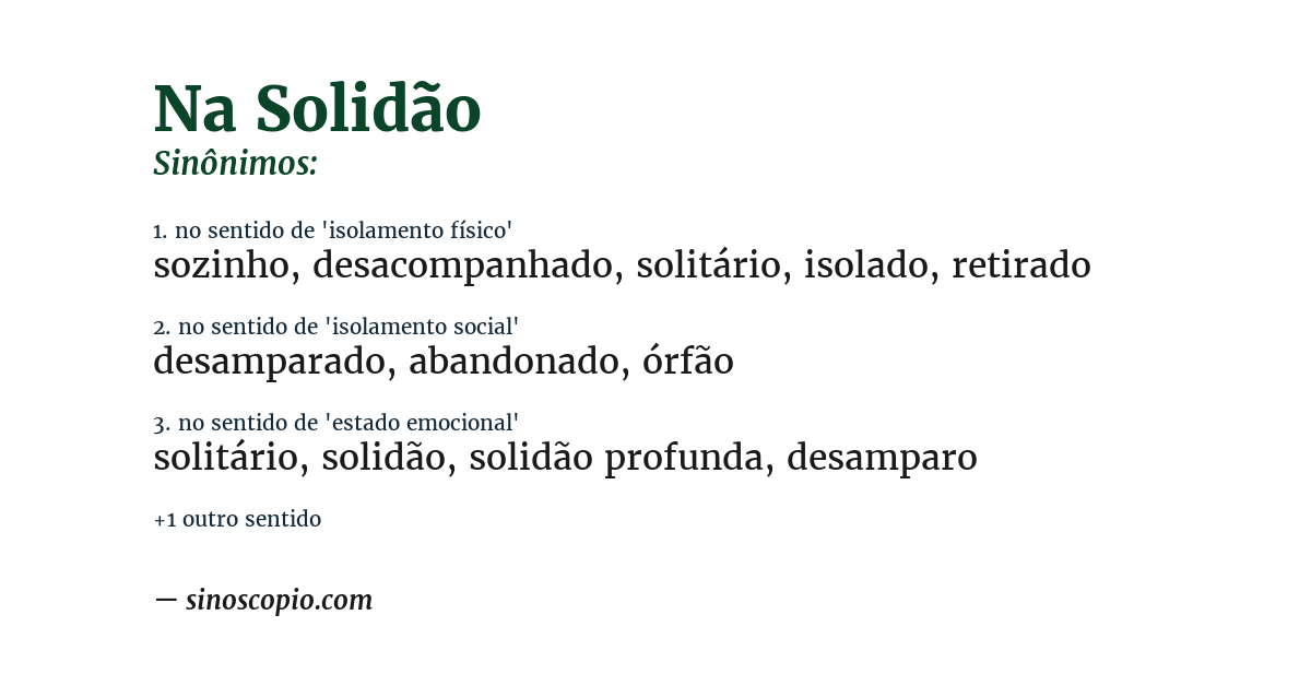 Sinônimo de na solidão