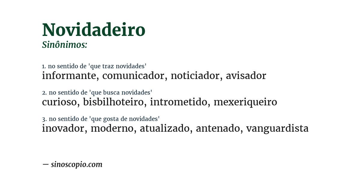 Sinônimo de novidadeiro