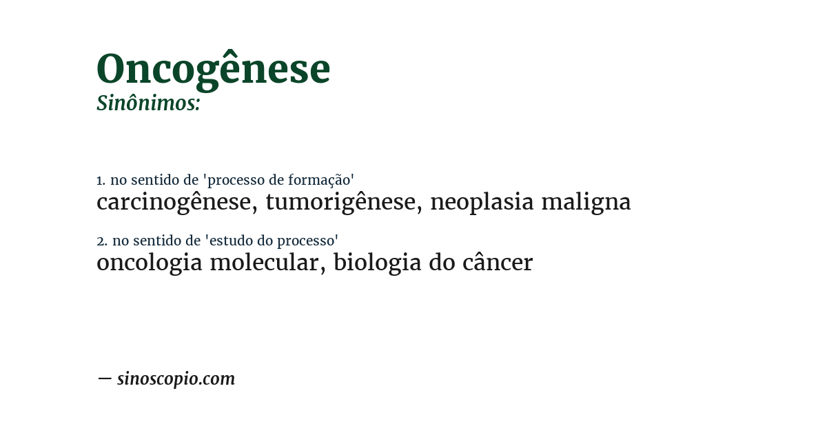 Sinônimo de oncogênese