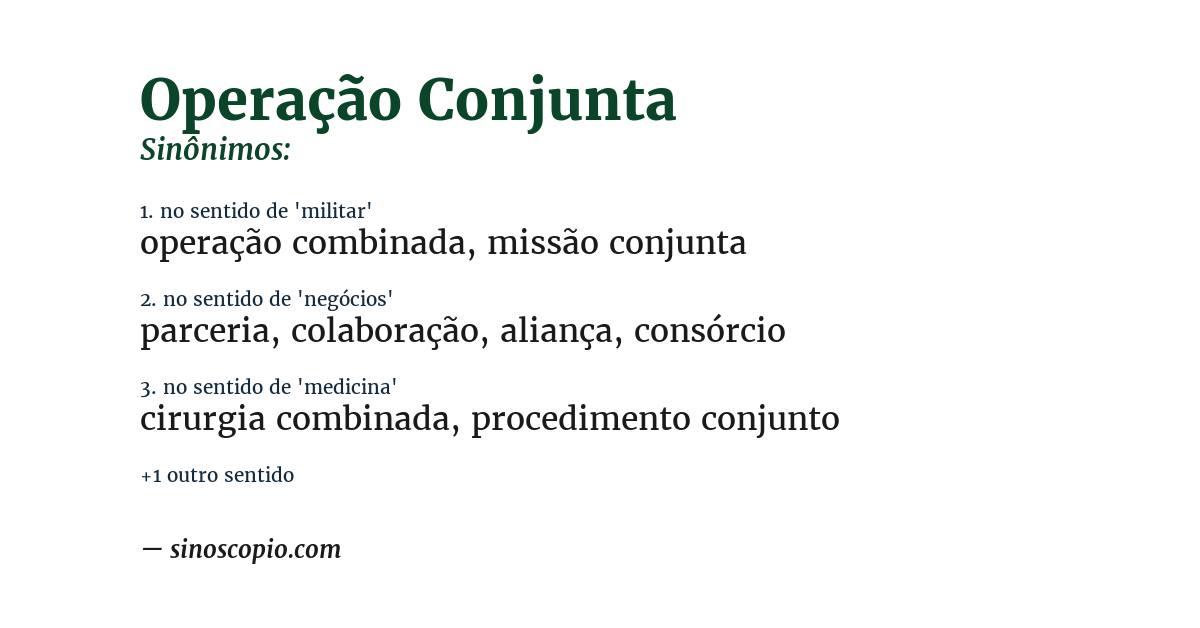 Sinônimo de operação conjunta