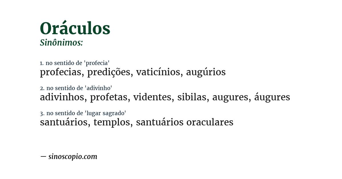 Sinônimo de oráculos