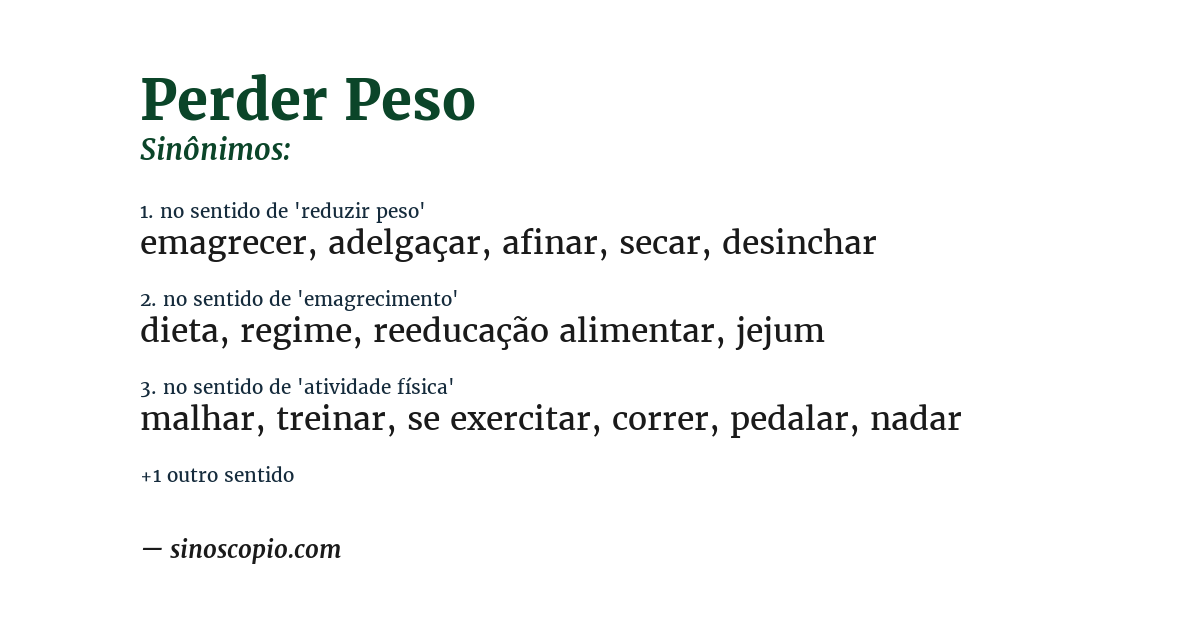 Sinônimo de perder peso