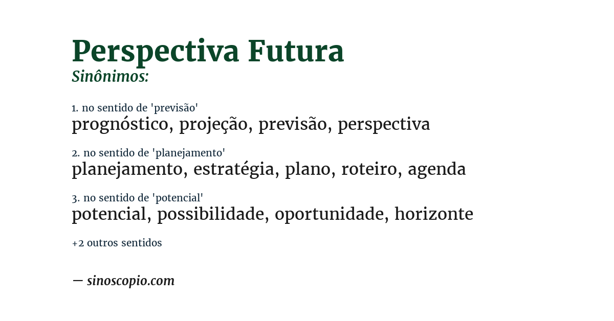 Sinônimo de perspectiva futura