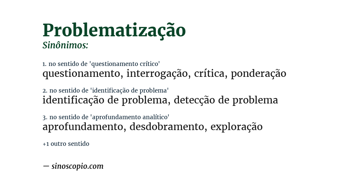 Sinônimo de problematização