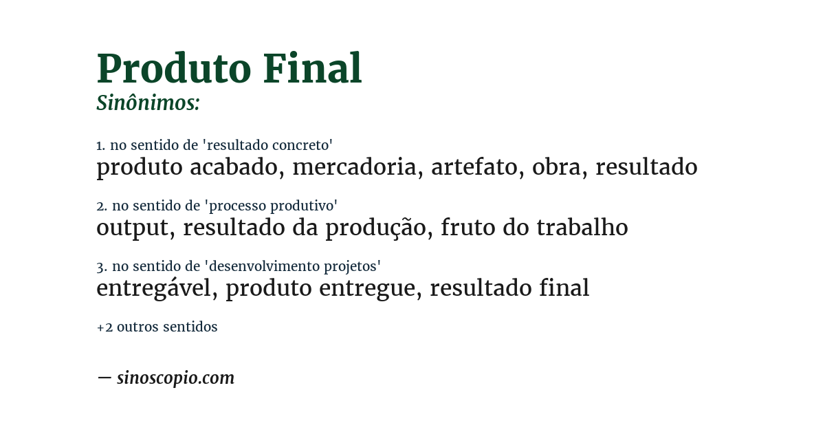 Sinônimo de produto final