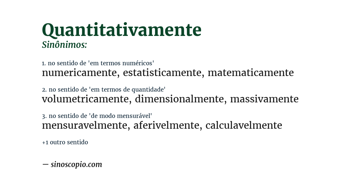 Sinônimo de quantitativamente