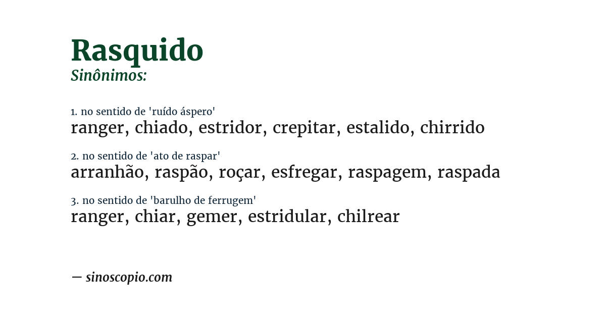 Sinônimo de rasquido