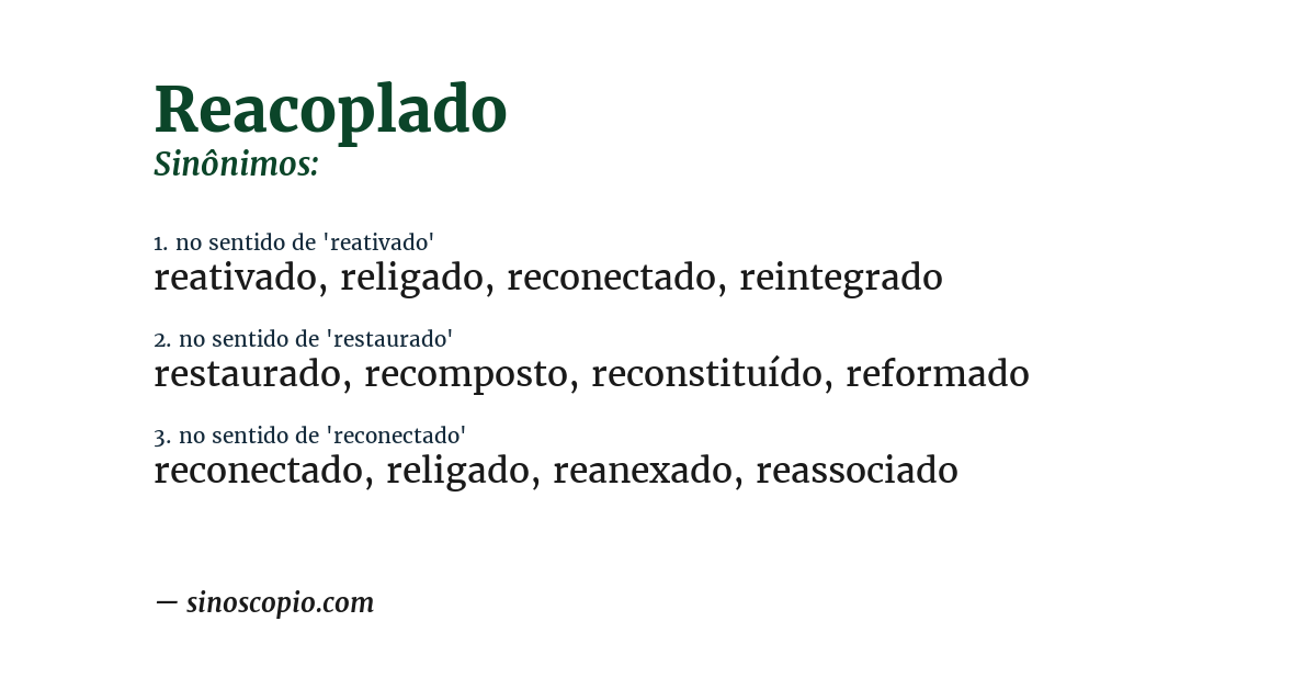 Sinônimo de reacoplado