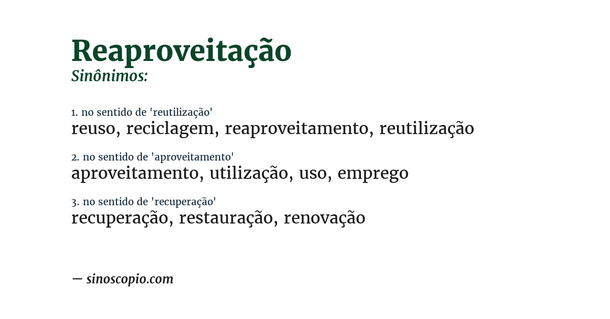 Sinônimo de reaproveitação