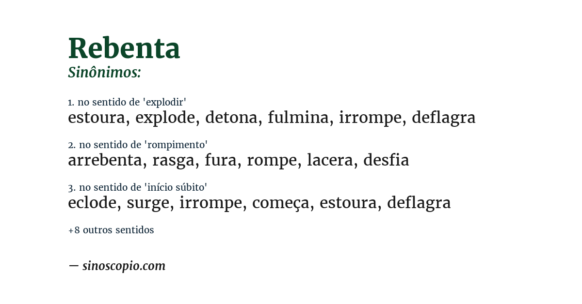 Sinônimo de rebenta