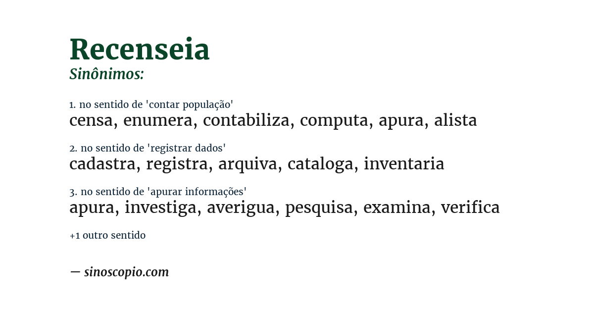 Sinônimo de recenseia