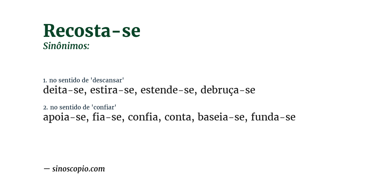 Sinônimo de recosta-se