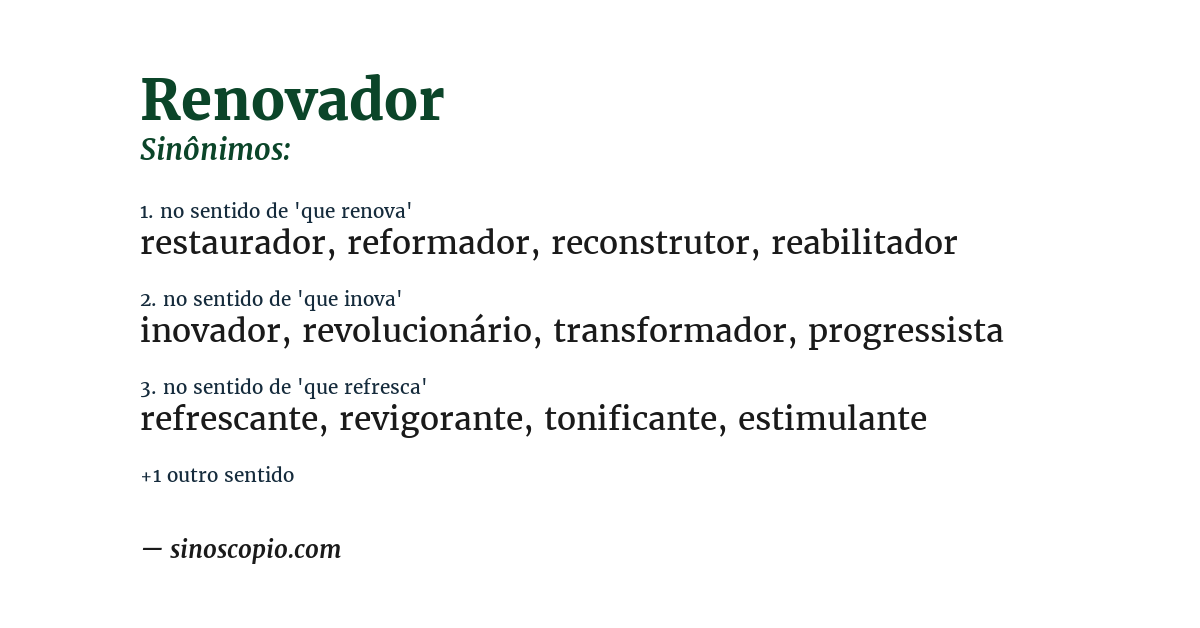 Sinônimo de renovador
