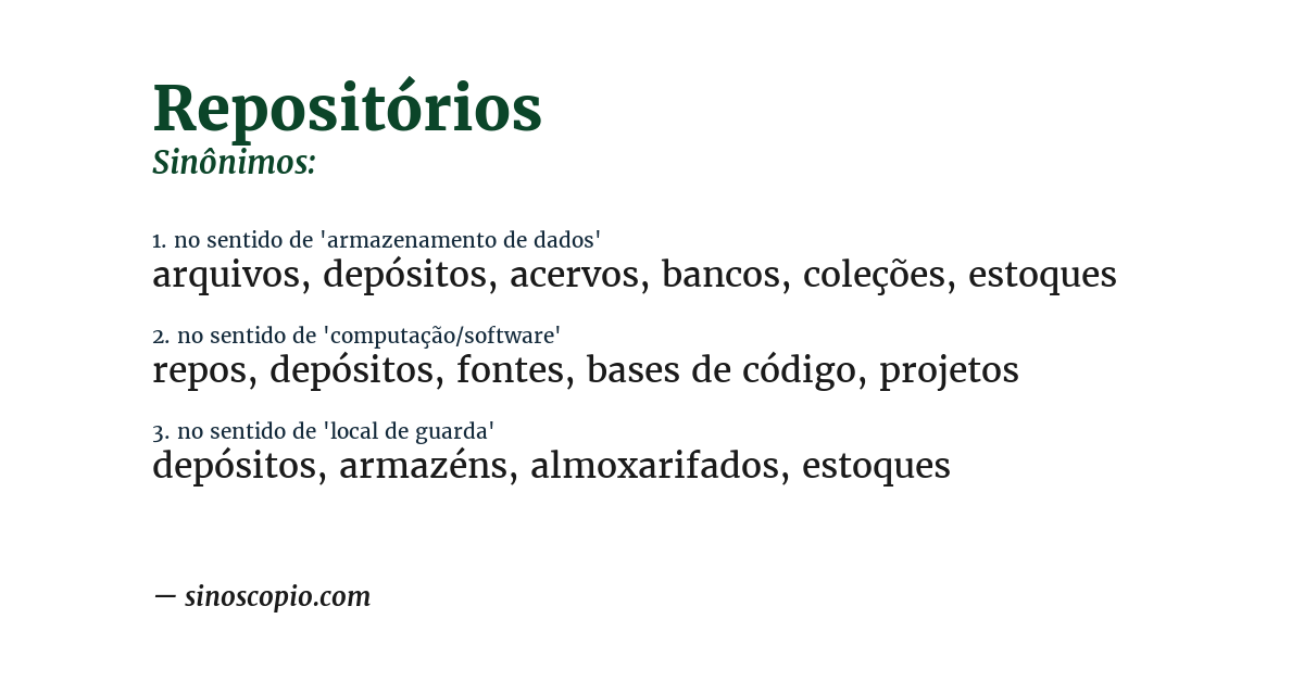 Sinônimo de repositórios