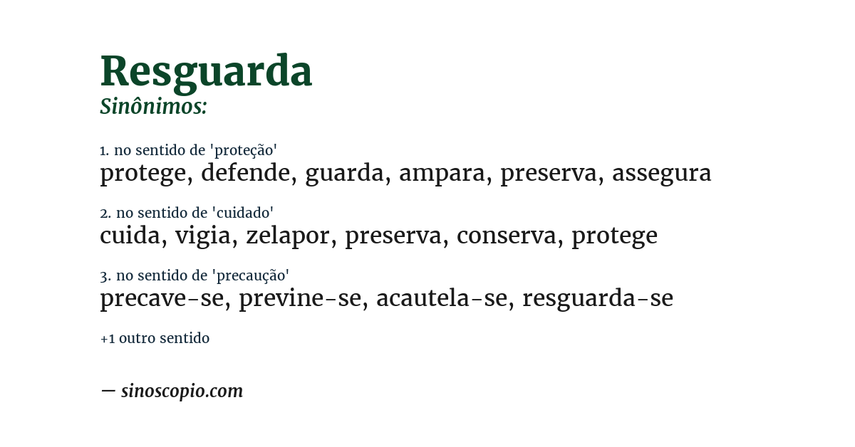 Sinônimo de resguarda