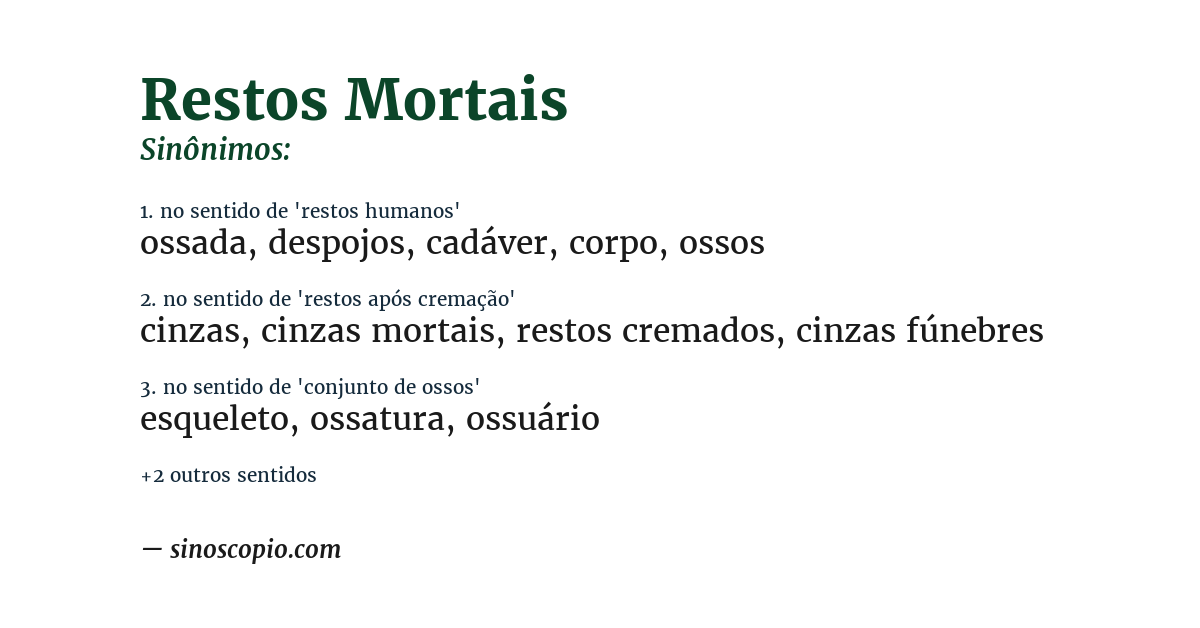 Sinônimo de restos mortais