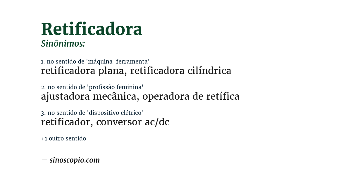 Sinônimo de retificadora