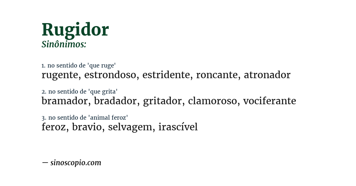 Sinônimo de rugidor