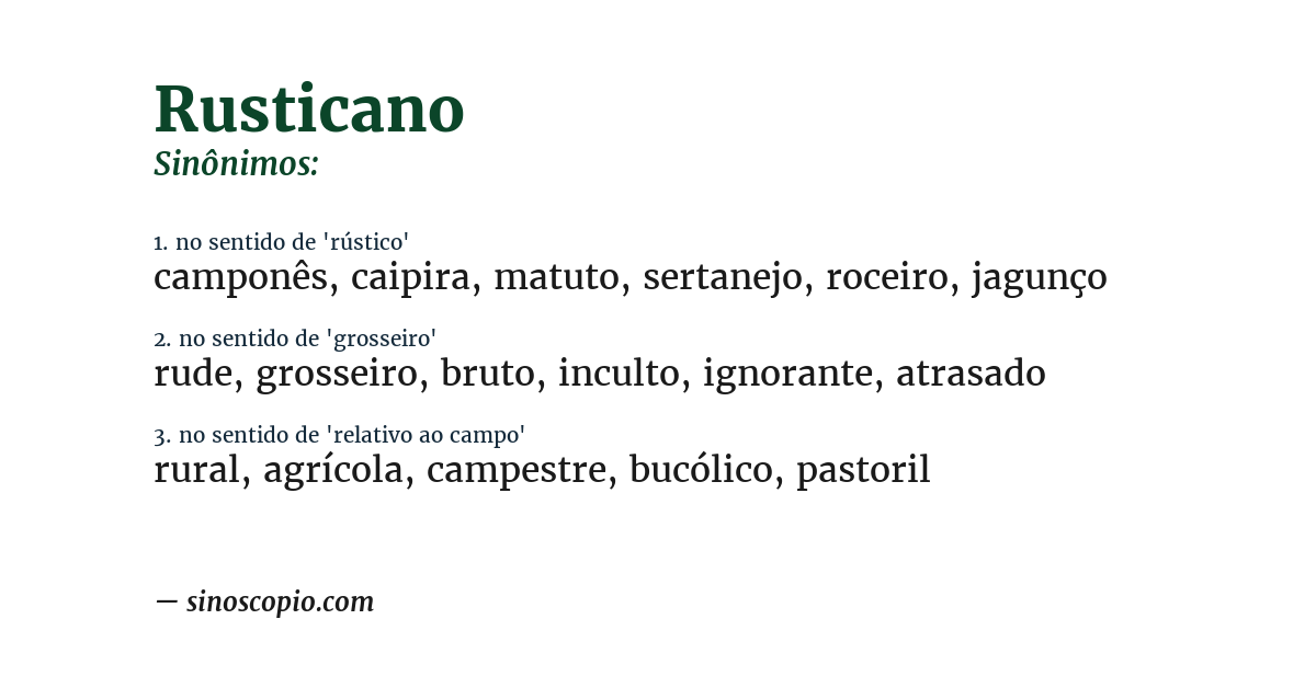 Sinônimo de rusticano