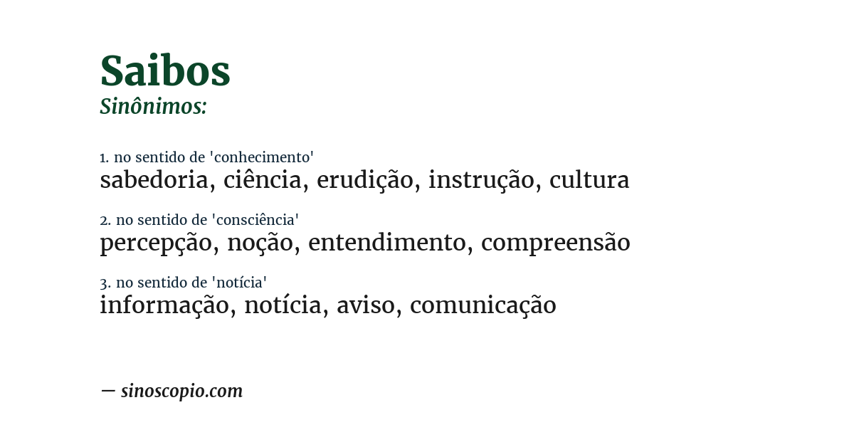 Sinônimo de saibos