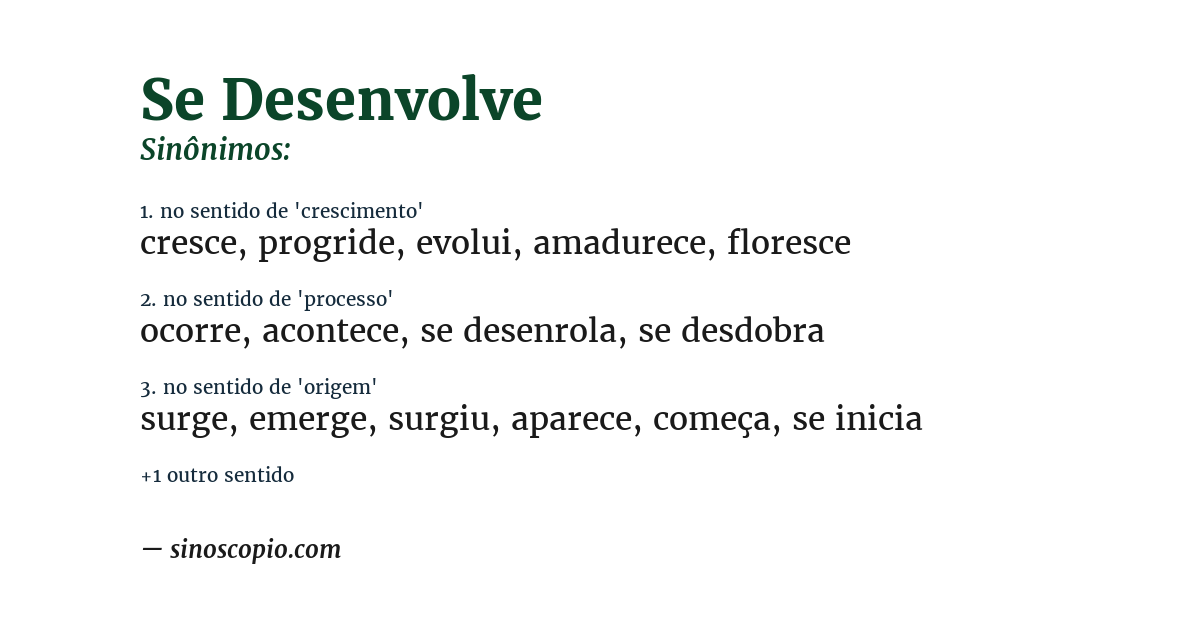 Sinônimo de se desenvolve