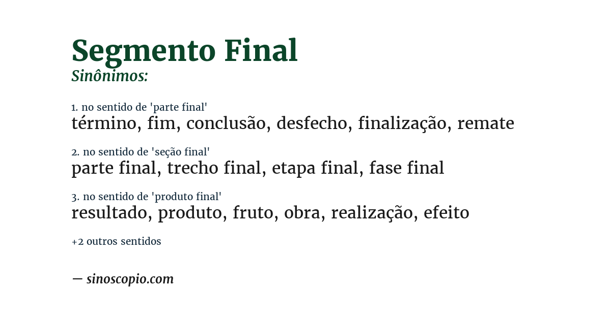 Sinônimo de segmento final