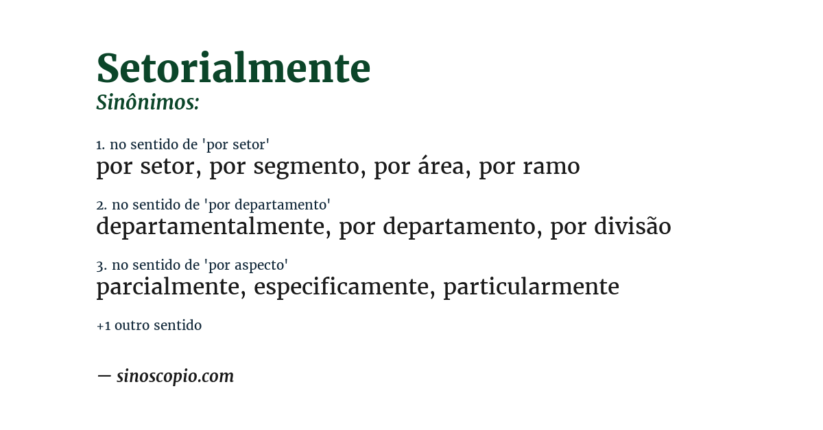 Sinônimo de setorialmente
