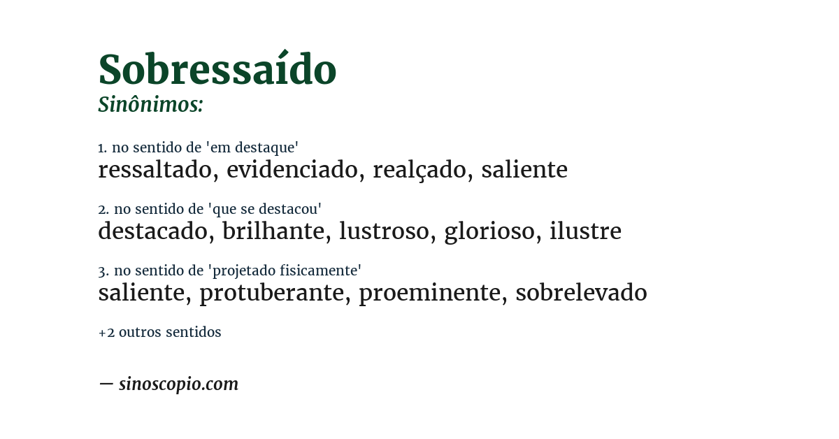 Sinônimo de sobressaído