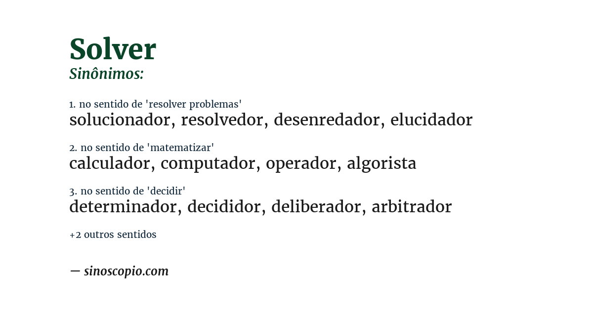 Sinônimo de solver
