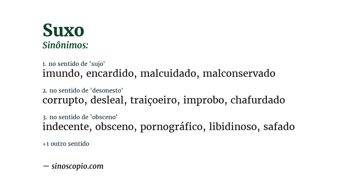 Sinônimo de suxo