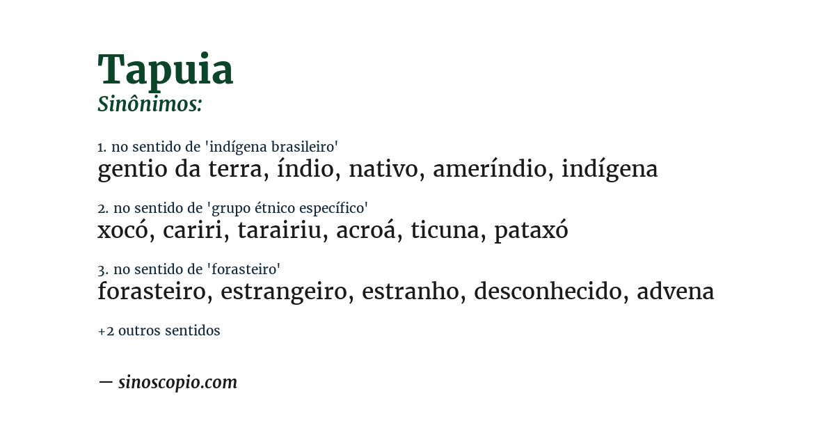 Sinônimo de tapuia