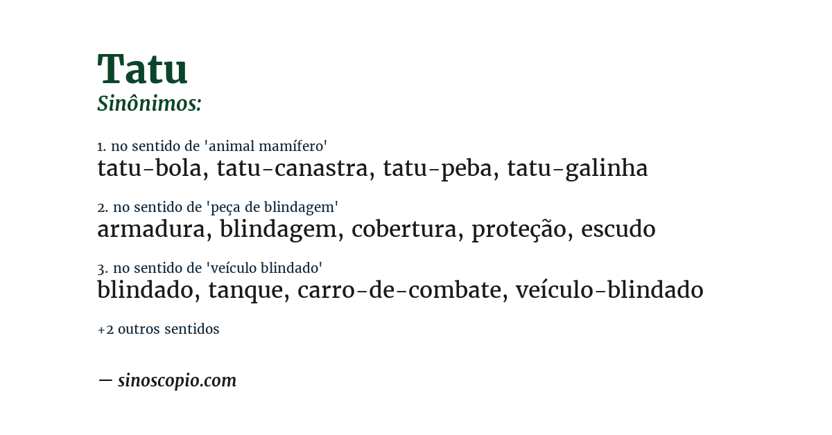 Sinônimo de tatu