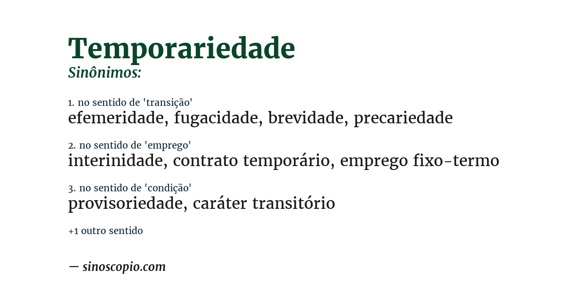 Sinônimo de temporariedade