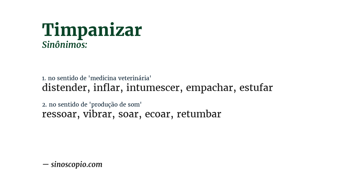 Sinônimo de timpanizar