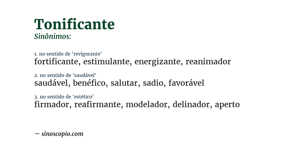 Sinônimo de tonificante