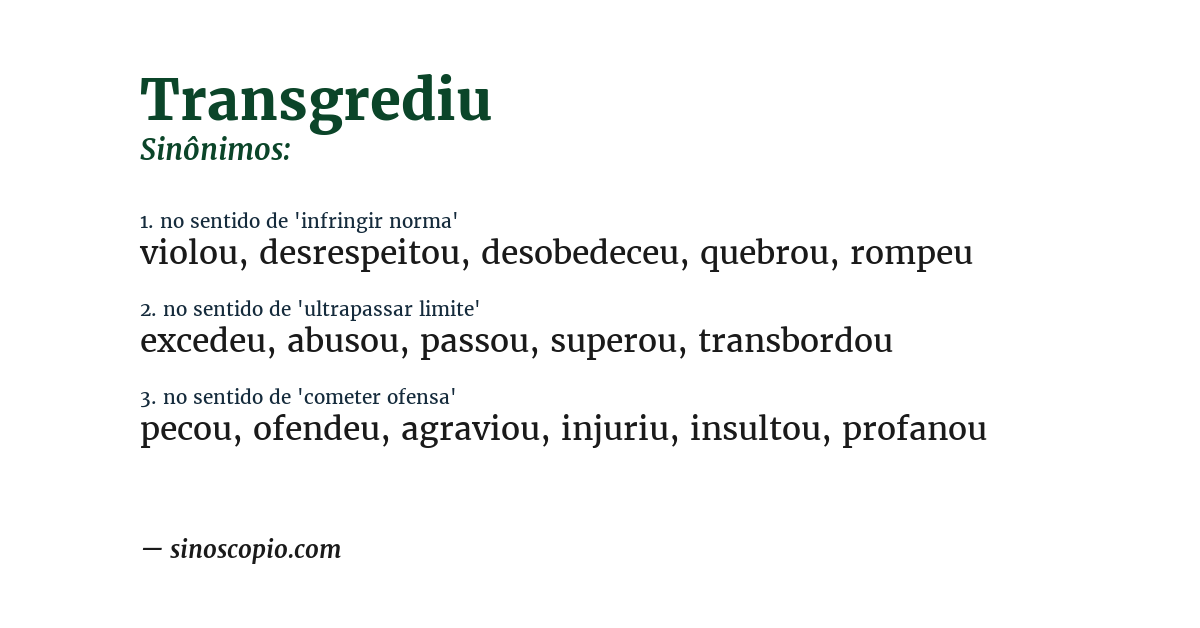Sinônimo de transgrediu