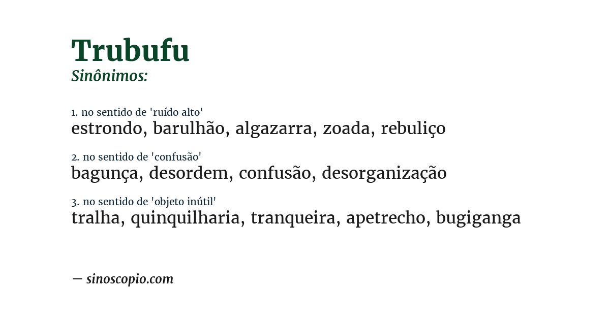 Sinônimo de trubufu