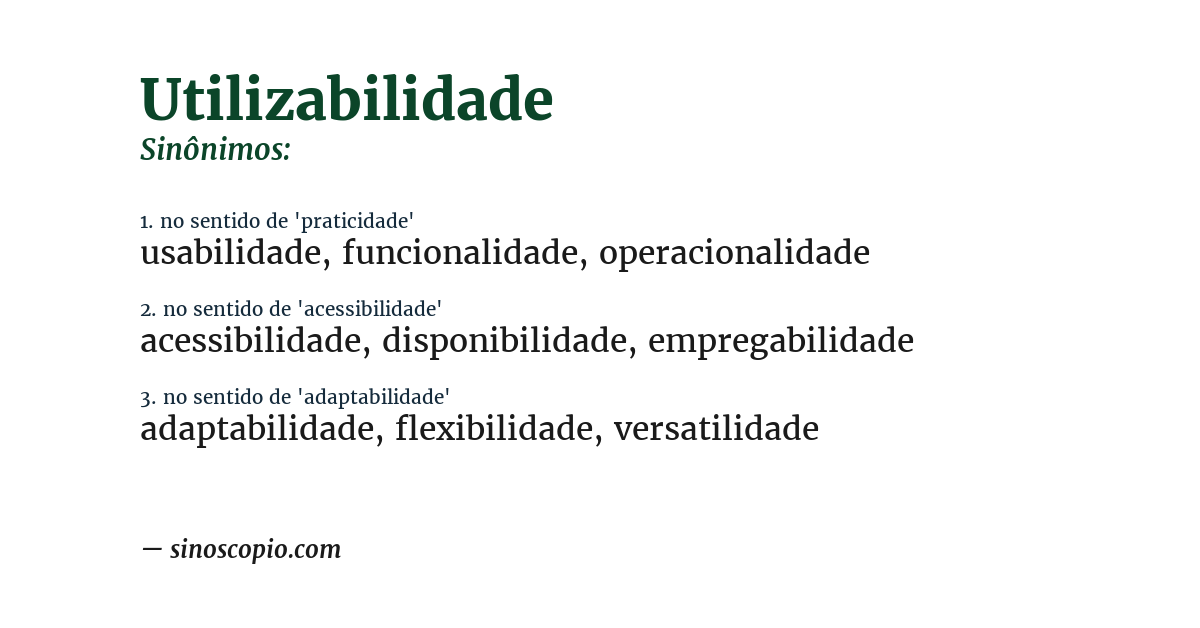 Sinônimo de utilizabilidade