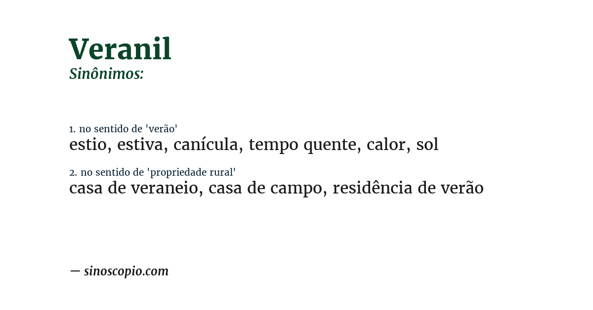 Sinônimo de veranil