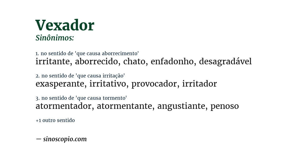 Sinônimo de vexador